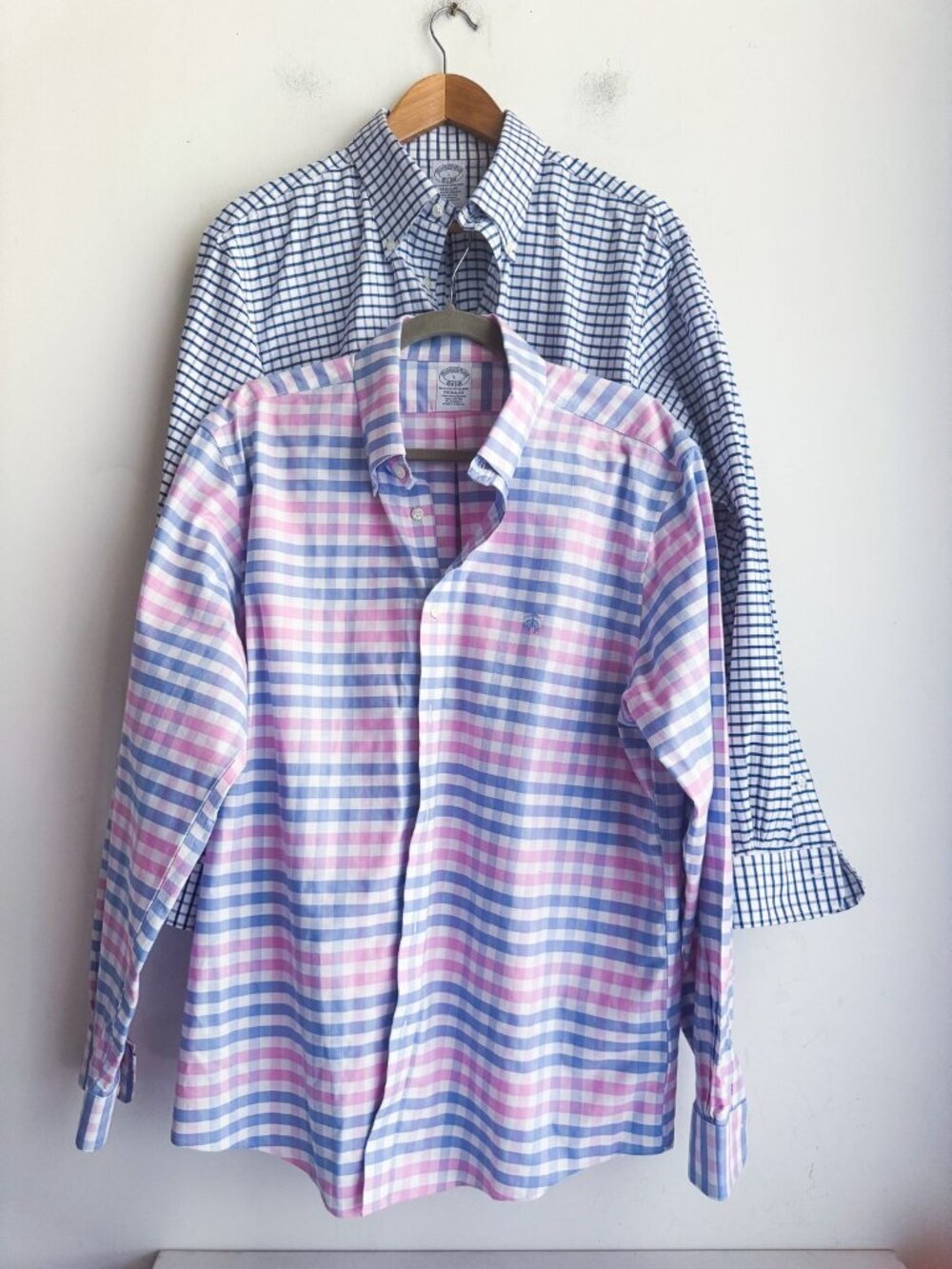 Brooks Brothers Two (2) Plaid Check Men's Long Sleeve Shirts L Regular NEW